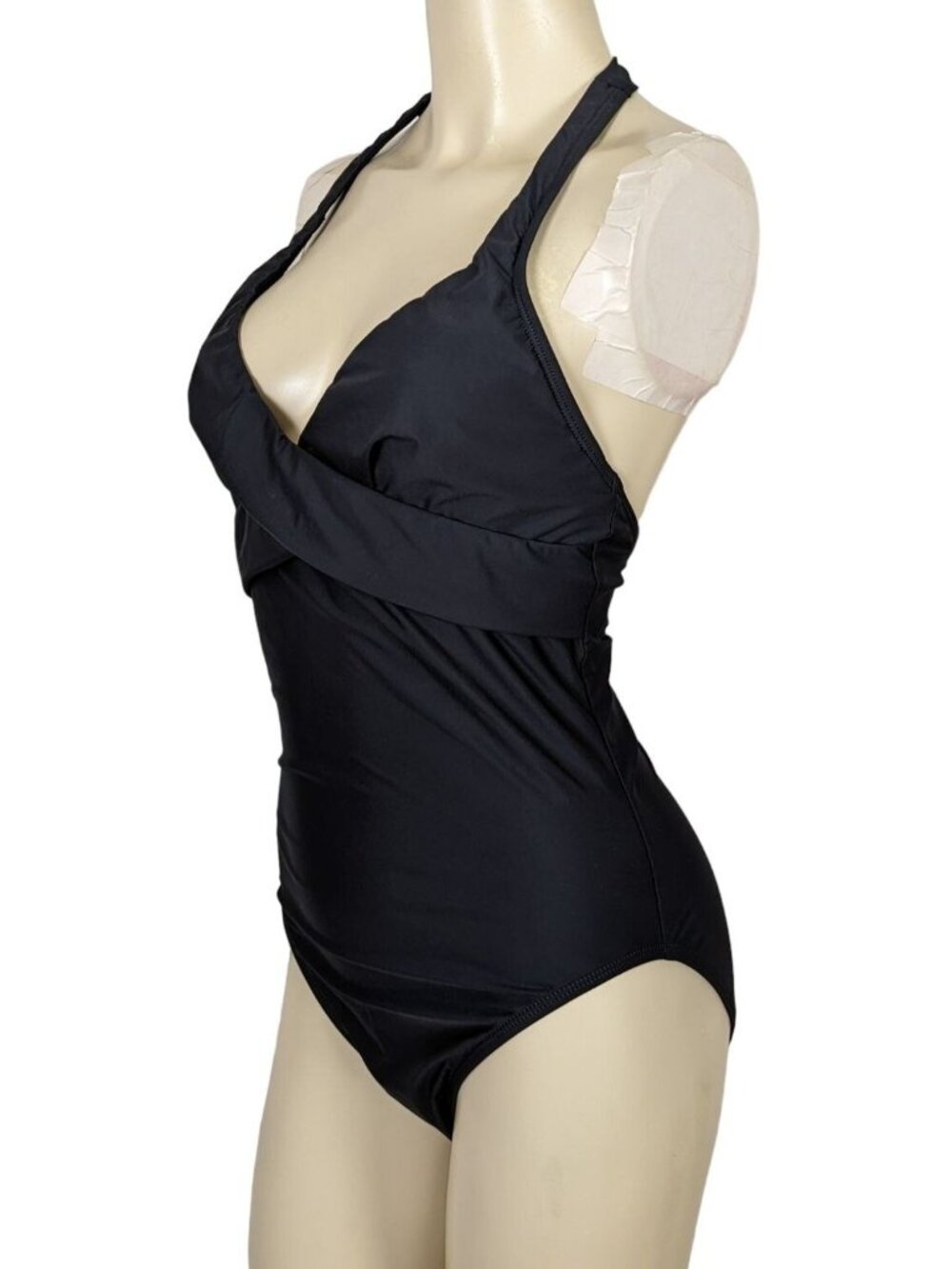 Talbots one piece halter style wrap bust black swimsuit size 8 - Picture 5 of 10